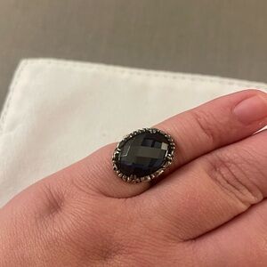 Charles Krypell size 7 hematite oval stone ring sterling silver